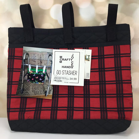 Go Stasher Walker Caddy Hanging Bag-Red/Black Plaid