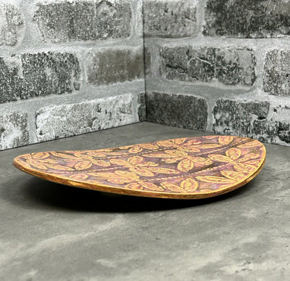 dragonfly footed dish, stoneware