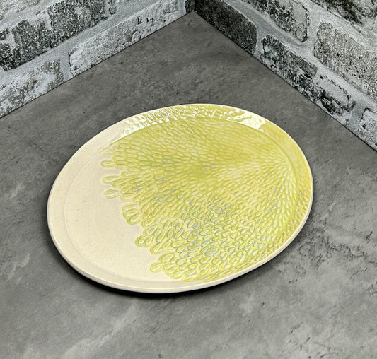 oval textured platter, stoneware