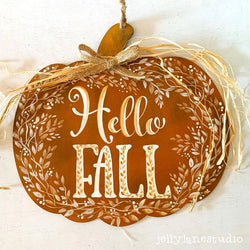 HELLO FALL pumpkin sign - view 1