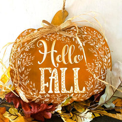 HELLO FALL pumpkin sign - view 3