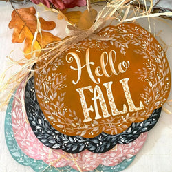 HELLO FALL pumpkin sign - view 2
