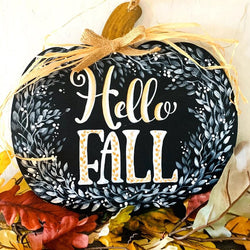 HELLO FALL pumpkin sign - view 2