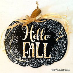 HELLO FALL pumpkin sign - view 3