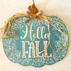 HELLO FALL pumpkin sign - view 3
