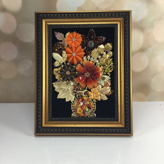 FALL FLOWER arrangement w/all VTG JEWELRY