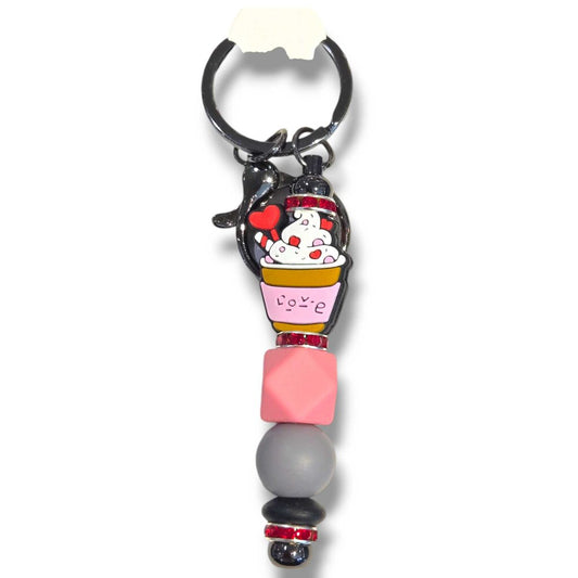 Keychain Pink and Red Coffee