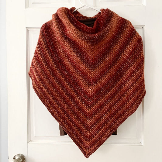 Triangle Shawl - Orange, Bronze, & Rust Shades