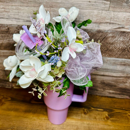 40oz Tumbler with Removable Floral Arrangement Topper, Easter Gift Idea for Teen, Co-Worker, Mom, Bridal Shower, Insulated Cup Gift Idea