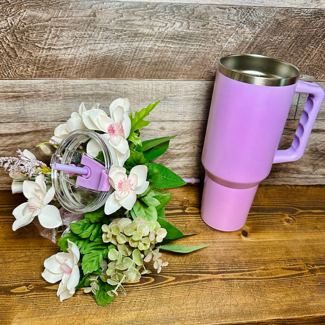 40oz Tumbler with Removable Floral Arrangement Topper, Easter Gift Idea for Teen, Co-Worker, Mom, Bridal Shower, Insulated Cup Gift Idea