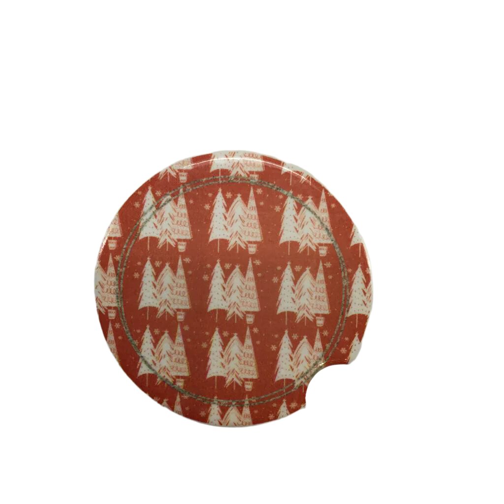 Ceramic Car Coaster - Red Pine Trees