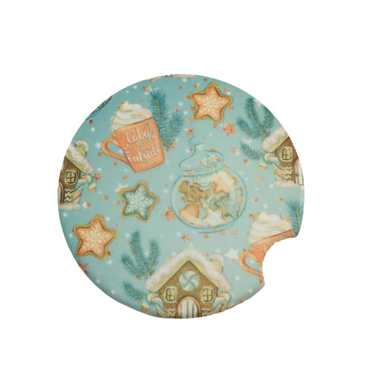 Ceramic Car Coaster - Blue Winter Snacks