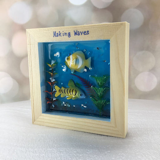 FISH tank tabletop framed art Making Waves