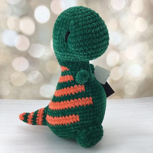 Crocheted Trex stuffie dark green/ Orange