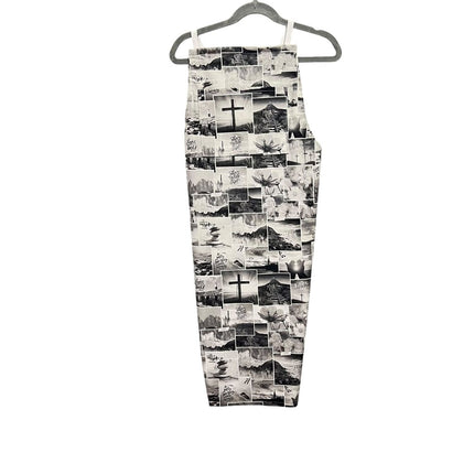 Adult Apron Black White Crosses