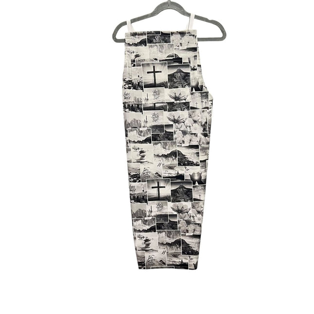 Adult Apron Black White Crosses