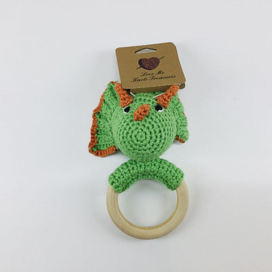 Triceratops Teething Ring Rattle