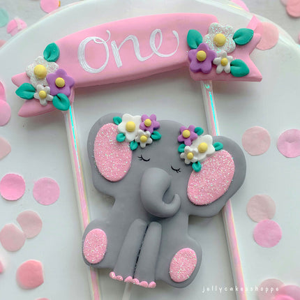 ELEPHANT CAKE TOPPER FOR GIRL