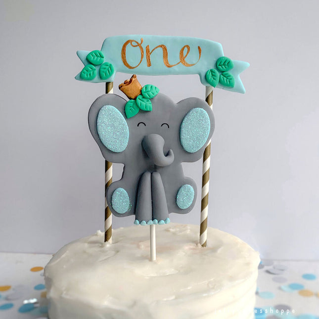 ELEPHANT CAKE TOPPER SET FOR BOY