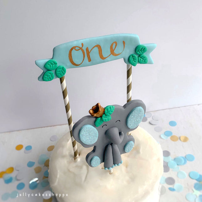 ELEPHANT CAKE TOPPER SET FOR BOY