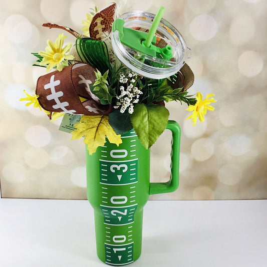 Tumbler Arrangement, Green Football Floral