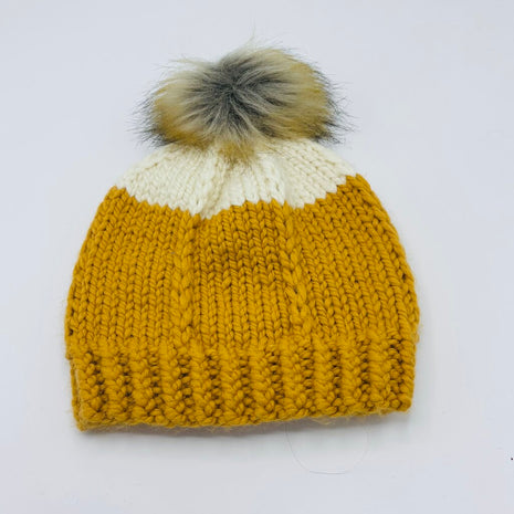 Hat Mustard & White Color Block