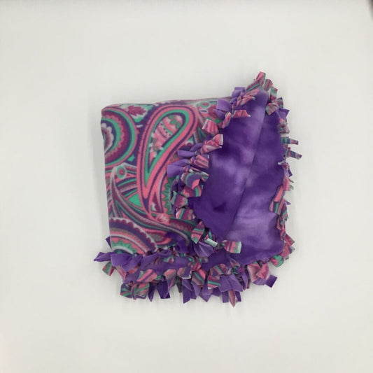 Multi Pastel Paisley w/ Purple Fleece blanket