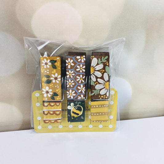 Yellow Floral Chip Clip Magnets