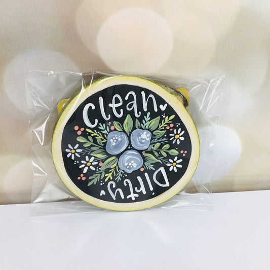 Clean and Dirty Blue Floral Dishwasher Magnet