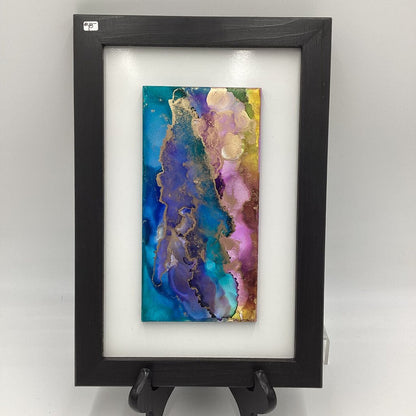 4x8 Abstract Teal/Pink w/Brass Hanging Tile