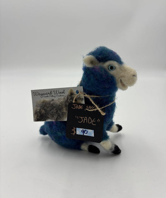 NEEDLE FELTED TEAL SHEEP "JADE"