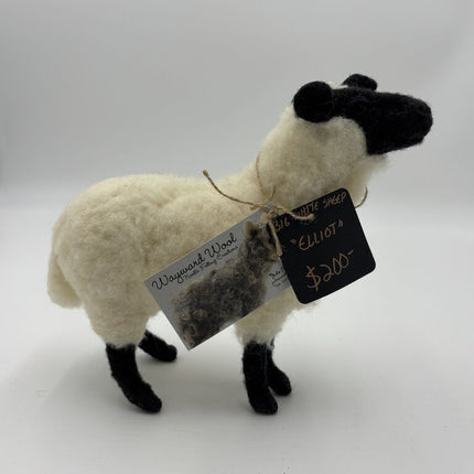 NEEDLE FELTED WHITE & BLACK SHEEP "ELLIOT"