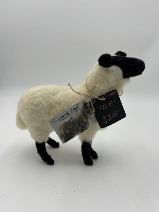 NEEDLE FELTED WHITE & BLACK SHEEP "ELLIOT"