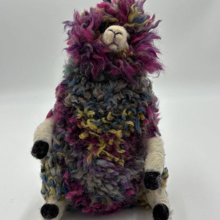 NEEDLE FELTED XL PINK SWIRL YARN SHEEP