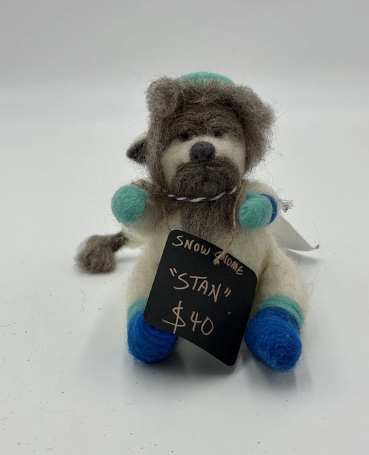 NEEDLE FELTED SNOW GNOME STAN