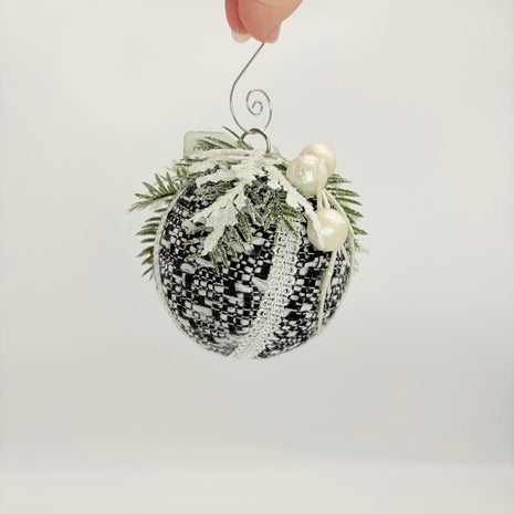Tweed Black and white Christmas Ornament
