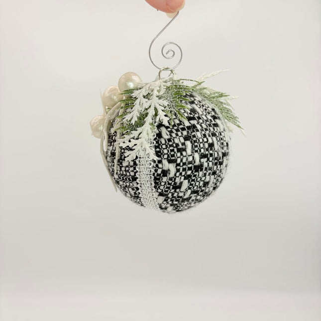 Tweed Black and white Christmas Ornament