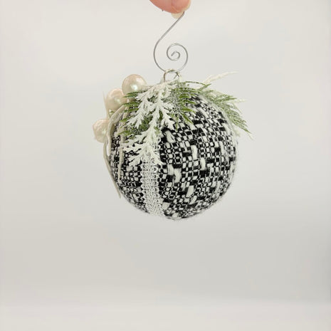 Tweed Black and white Christmas Ornament