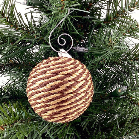 Maroon and gold macrame Christmas Ornament