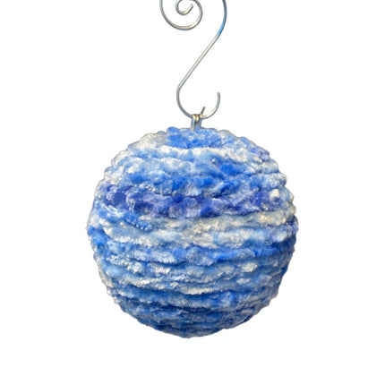 Blue velvet crocheted Christmas Ornament
