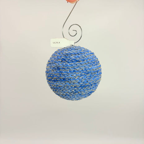 Shatterproof Christmas ornament Crocheted blue sparkle
