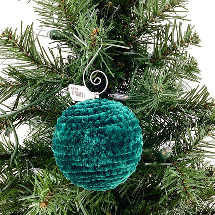 Shatterproof christmas ornament crocheted dark green velvet