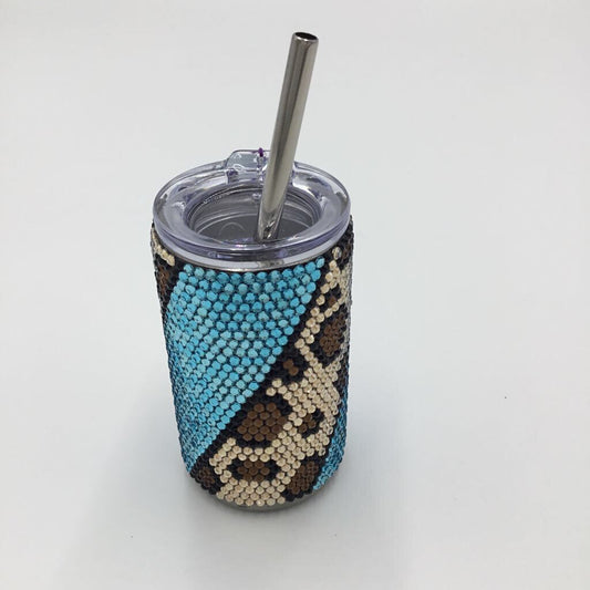 Aqua Leopard Print Swirl Mini 3oz Tumbler