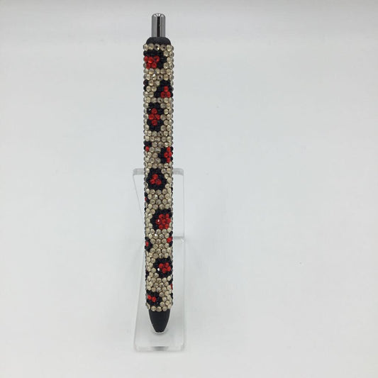 Red Leopard Print Full Rhinestone Pen