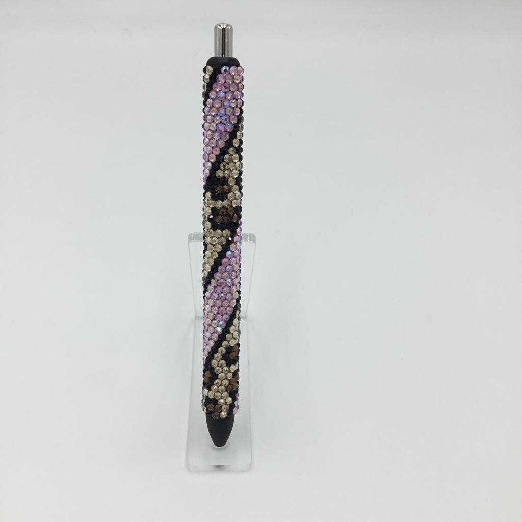 Lt Pink AB Leopard Print Swirl Full Rhinestone Pen