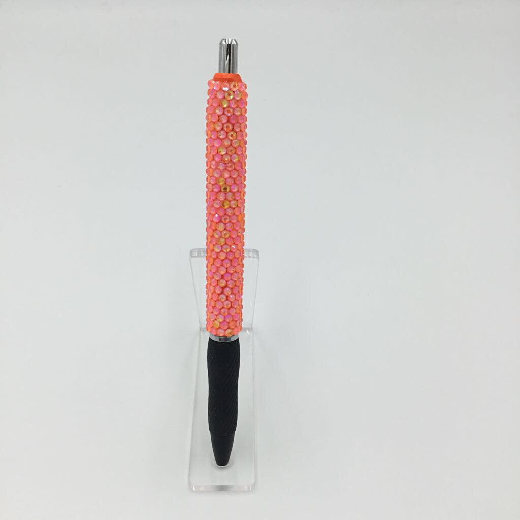 Luminous Lt Orange Grip Rhinestone Pen