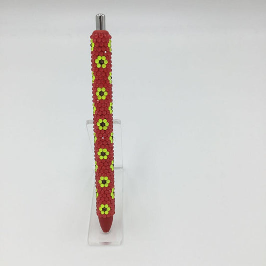 Red Thermal Daisy Full Rhinestone Pen