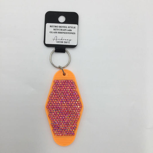 Orange AB Rhinestone Retro Keychain