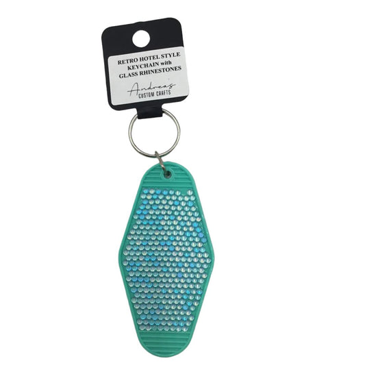 Aqua Mermaid Tears Rhinestone Retro Keychain