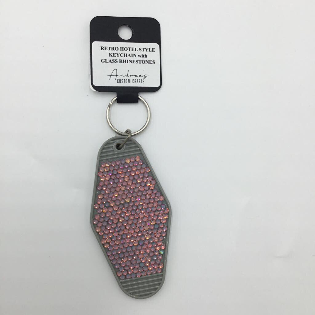 Grey Color Shift Rhinestone Retro Keychain